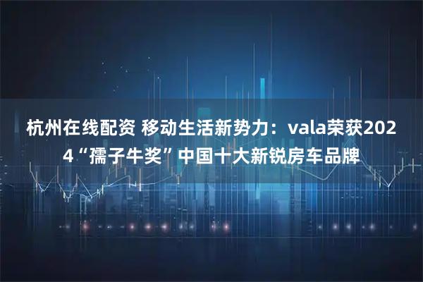杭州在线配资 移动生活新势力：vala荣获2024“孺子牛奖”中国十大新锐房车品牌