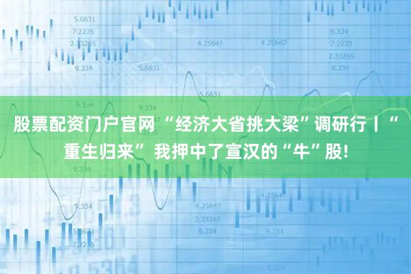 股票配资门户官网 “经济大省挑大梁”调研行丨“重生归来” 我押中了宣汉的“牛”股!